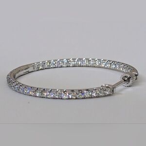 Gabriel & Co. 14K White Gold French Pave 30mm Natural 1ct Diamond Hoop Earring